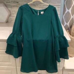 Only worn 1x emerald green long sleeved dress